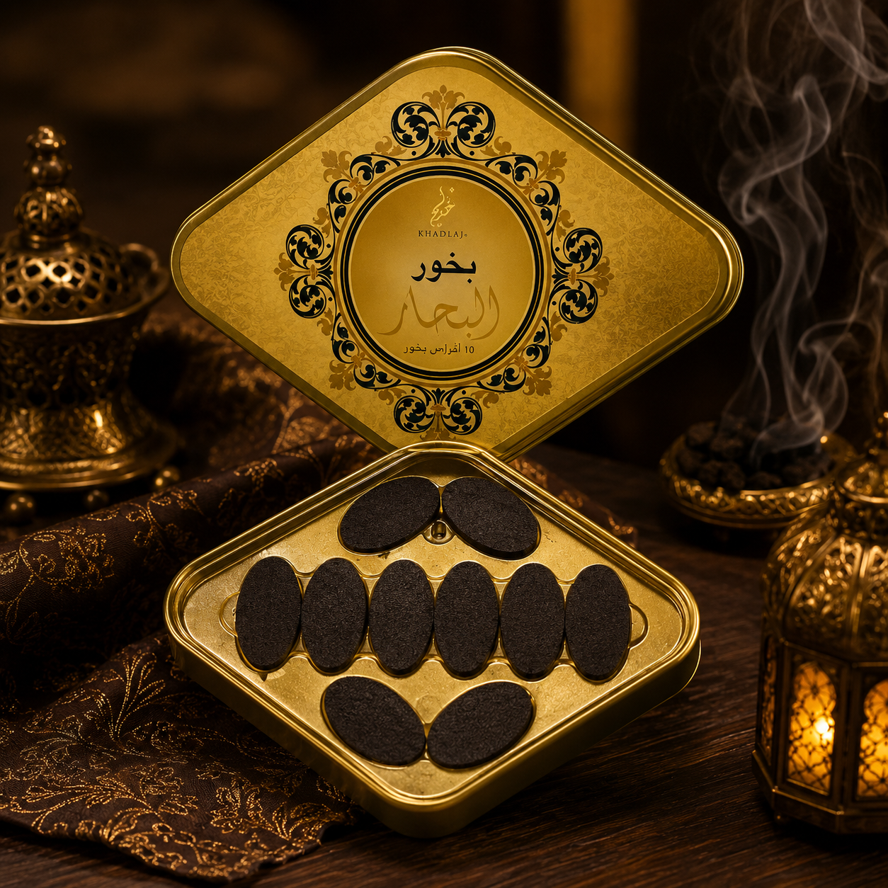 Golden Al-Bihar Bakhoor – 10 Incense Tablets بخور البحار الذهبي – 10 أقراص بخور